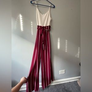 Perfect red & white jumpsuit for Valentine’s Day!